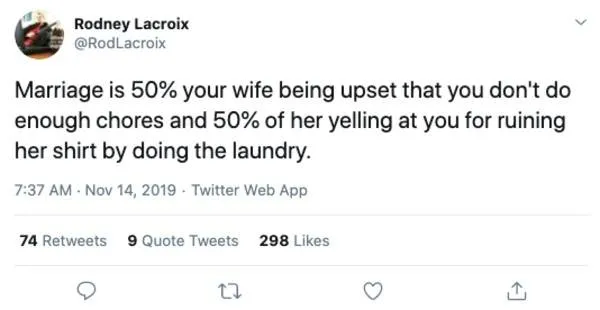 marriage is 50% doing things wrong