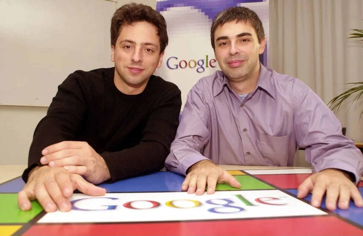 Brin, Sergey - Google-Gründer - mit seinem Partner Larry Page (r)