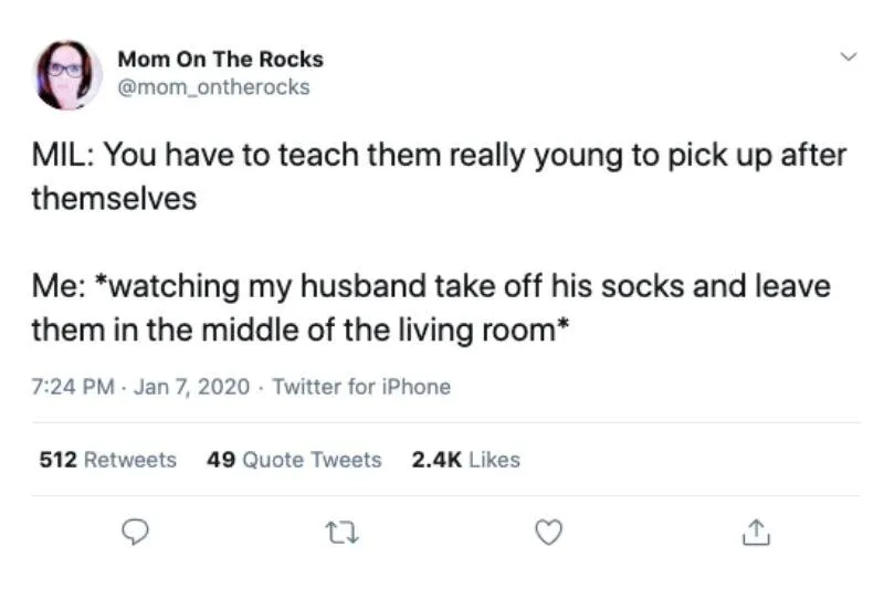 husband leaving socks on the floor 