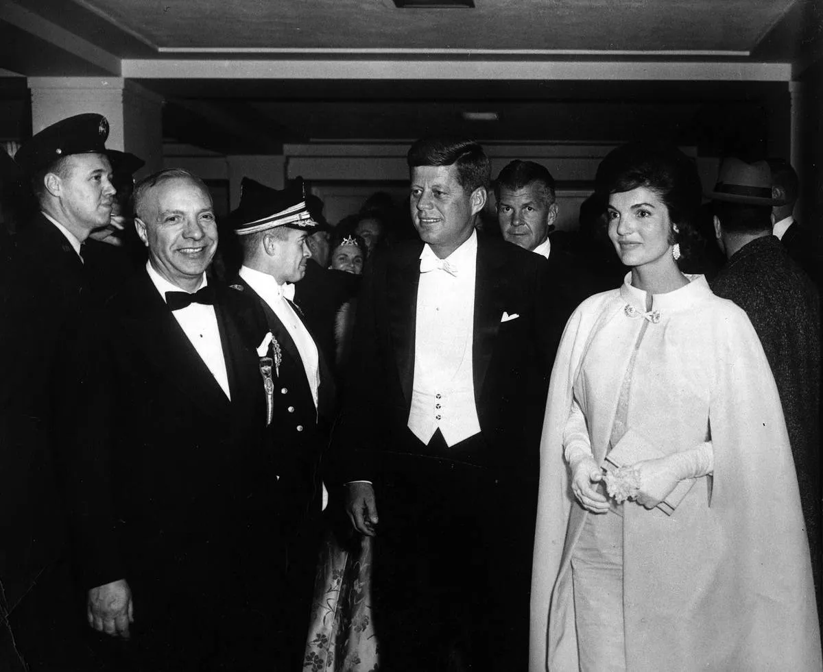 John and Jackie Kennedy appear at the inaugural ball in 1961.