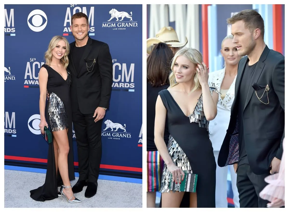 Cassie Randolph poses with Colton Underwood at the ACM Awards in 2019.
