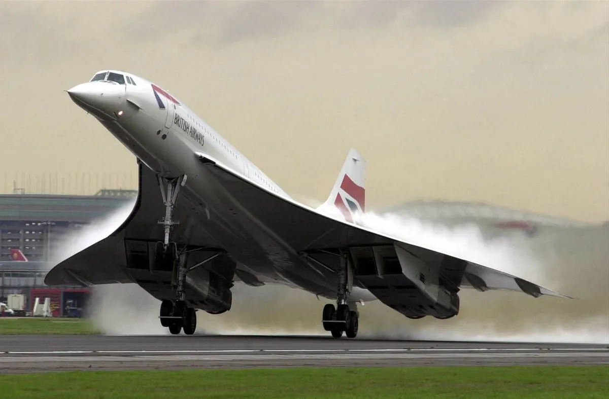A British Airways Concorde takes off.