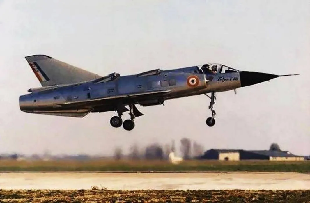 The Dassault Balzac V takes off. 