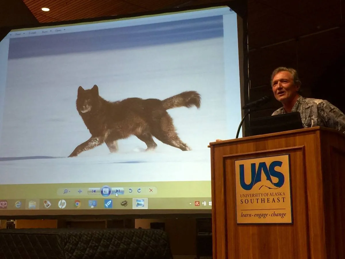 Nick Jans does a presentation on Romeo the wolf.
