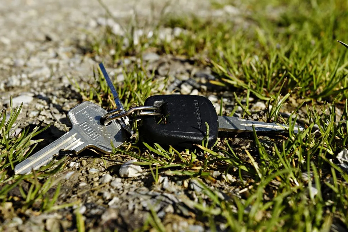 Set of keys laying on ground