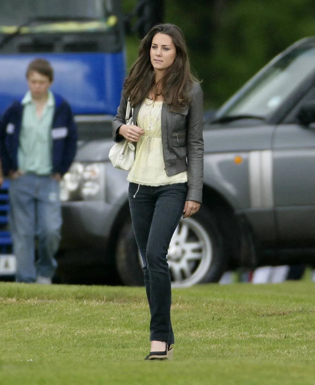 Kate Middleton wears a casual outfit with jeans and a a shirt to watch Prince William play polo in 2009.