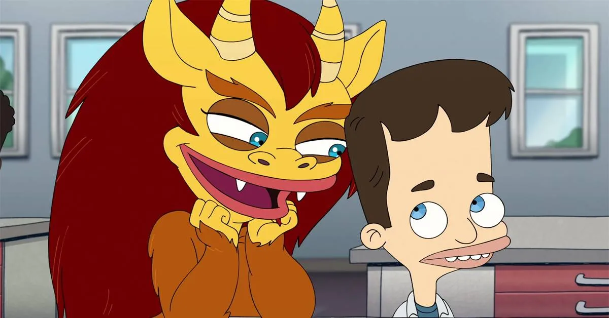 cartoon monster and boy in big mouth