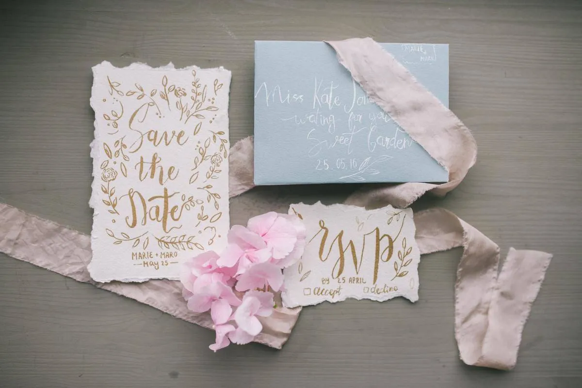 Wedding invite, save the date, and RSVP card