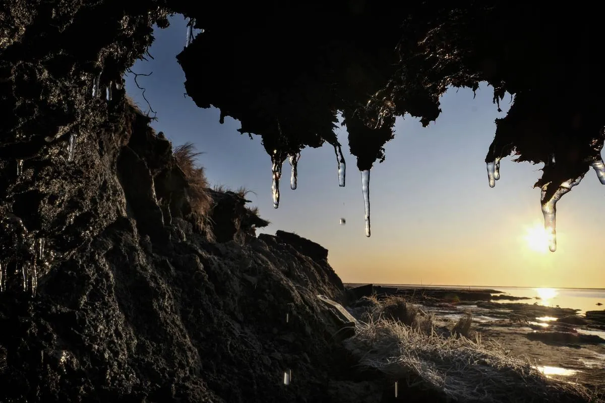 Permafrost melts in a cave in Alaska.