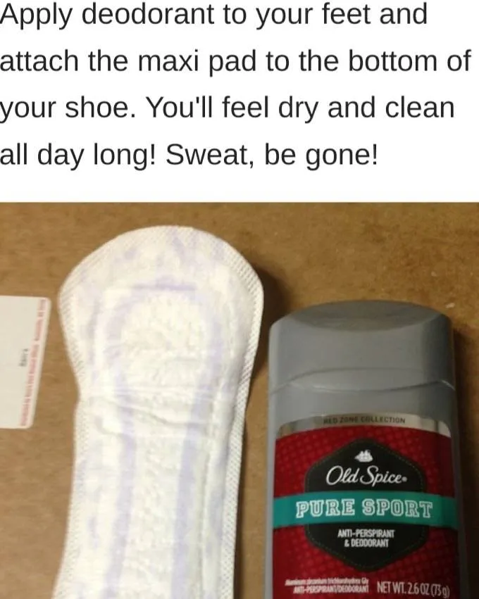 maxi pad and deodorant sweat hack