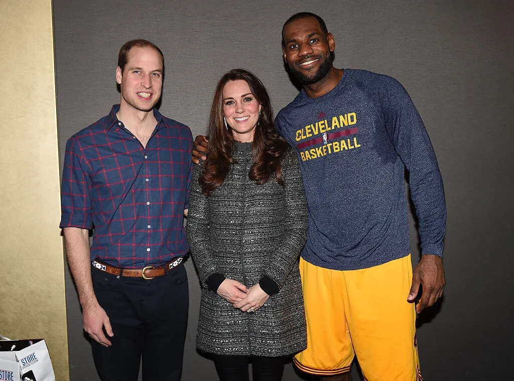 Kate Middleton poses with basketball legend Lebron James and husband Prince William