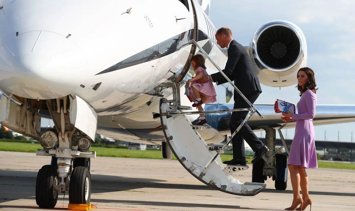 Royal family Will, Kate, and Charlotte board private jet 