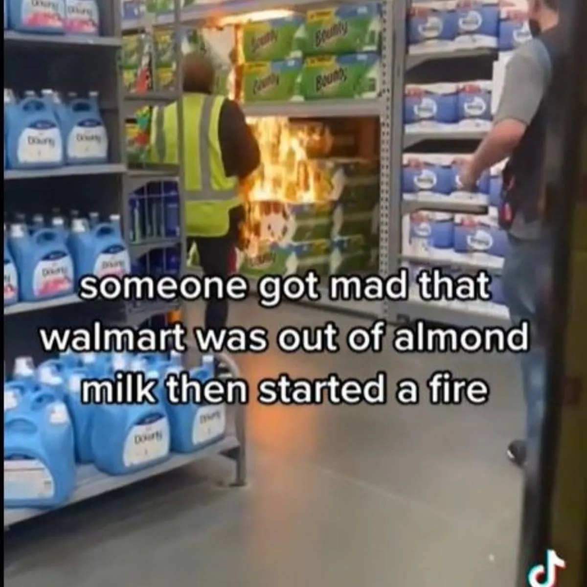 someone starting a fire over almond milk