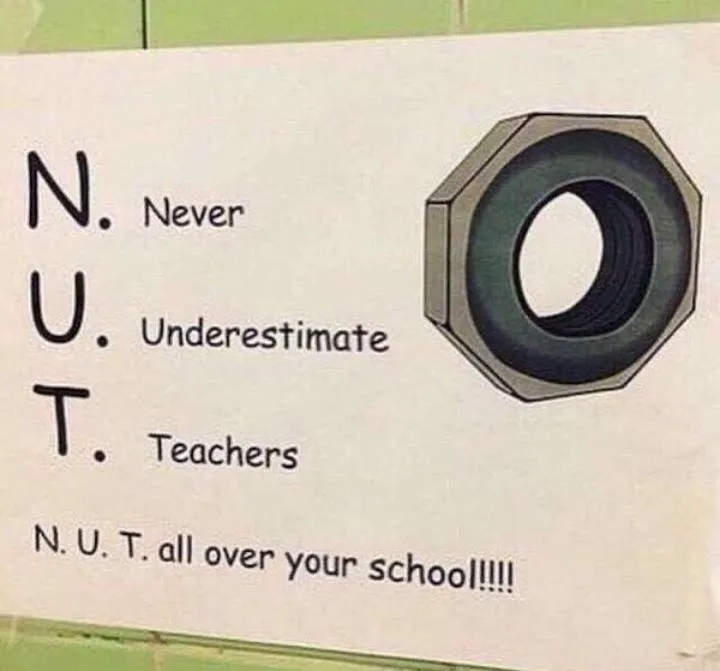 never underestimate teachers abbreviaton on poster