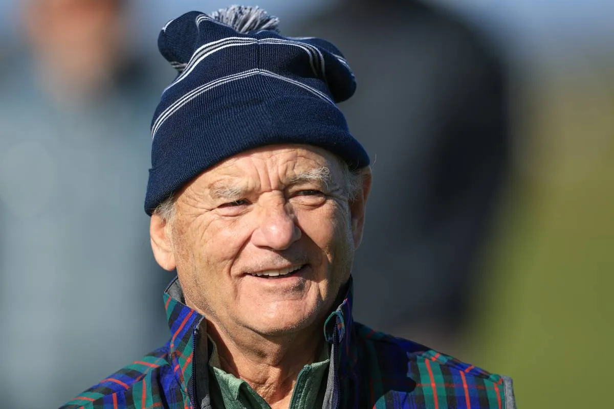 Bill Murray of The United States the Hollywood film actor waits to putt  on the 16th hole on Day Three of the Alfred Dunhill Links Championship 
on the Old Course at St Andrews on October 01, 2022 in St Andrews, 
Scotland