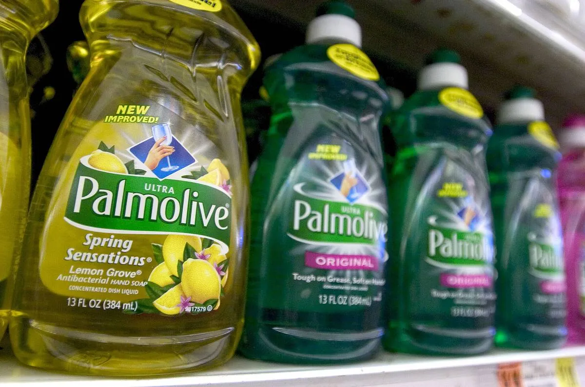 Palmolive dish soap sits on display in an Associated Superma