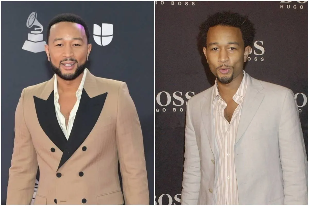 John Legend in 2022 and 2004