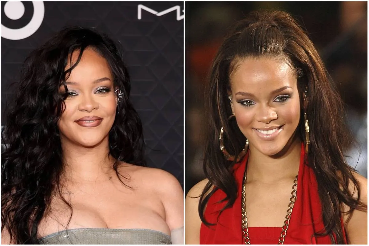 Rihanna in 2005 and 2022