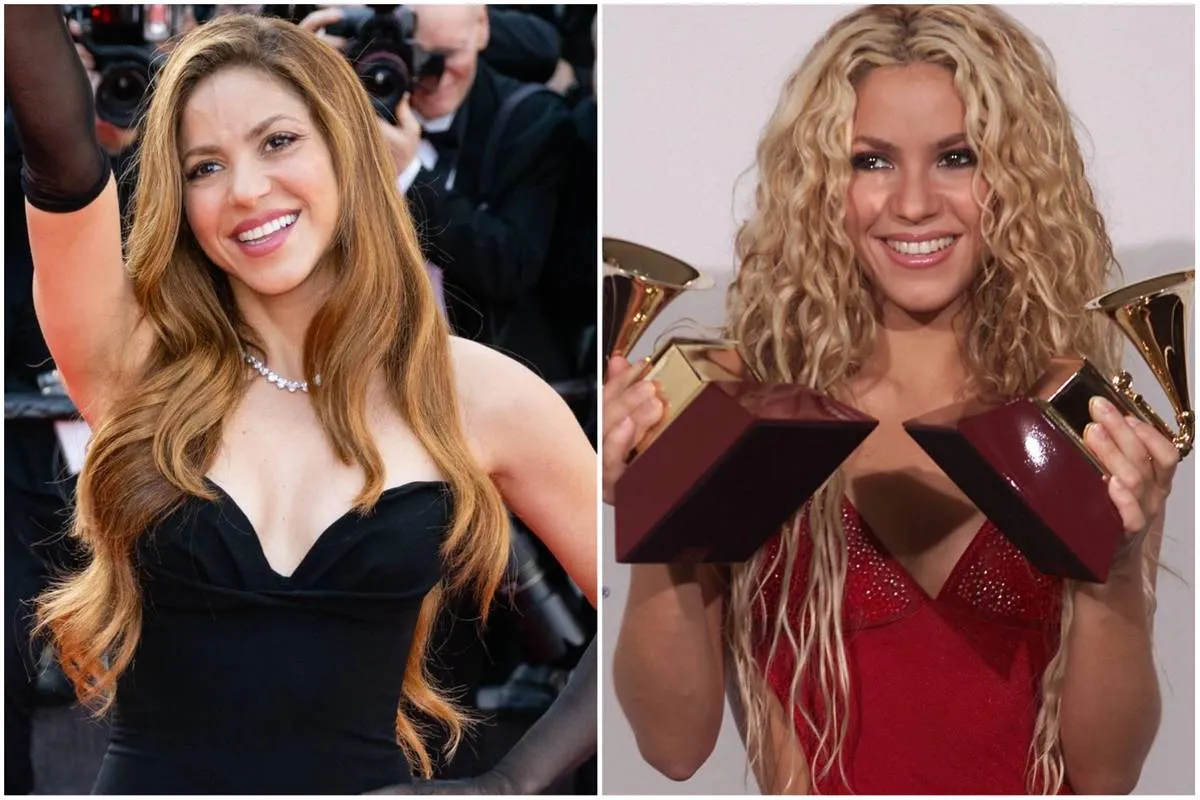 Shakira in 2022 and 2000