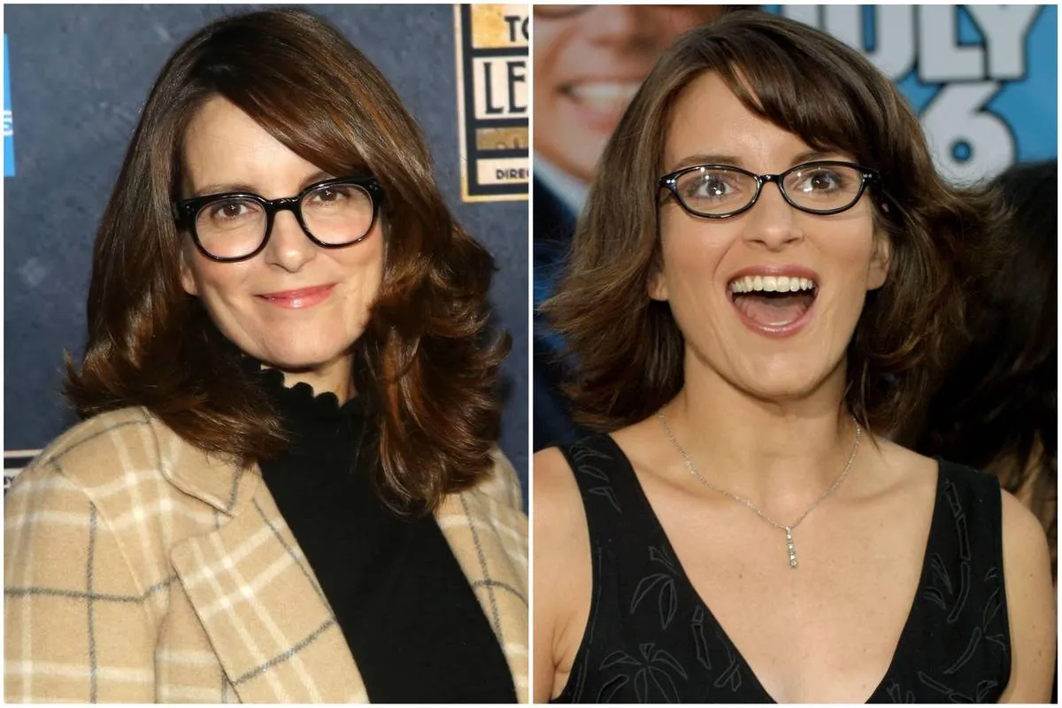 Tina Fey in 2022 and 2002