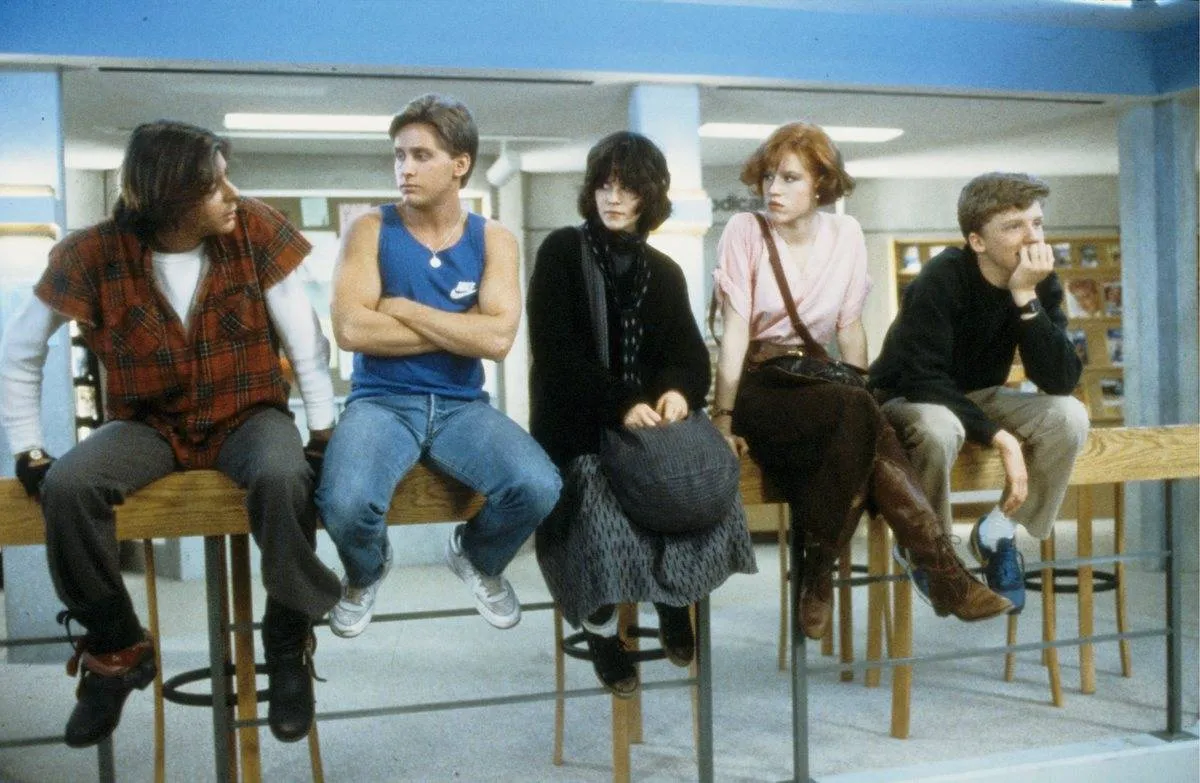 cast of the breakfast club in the library