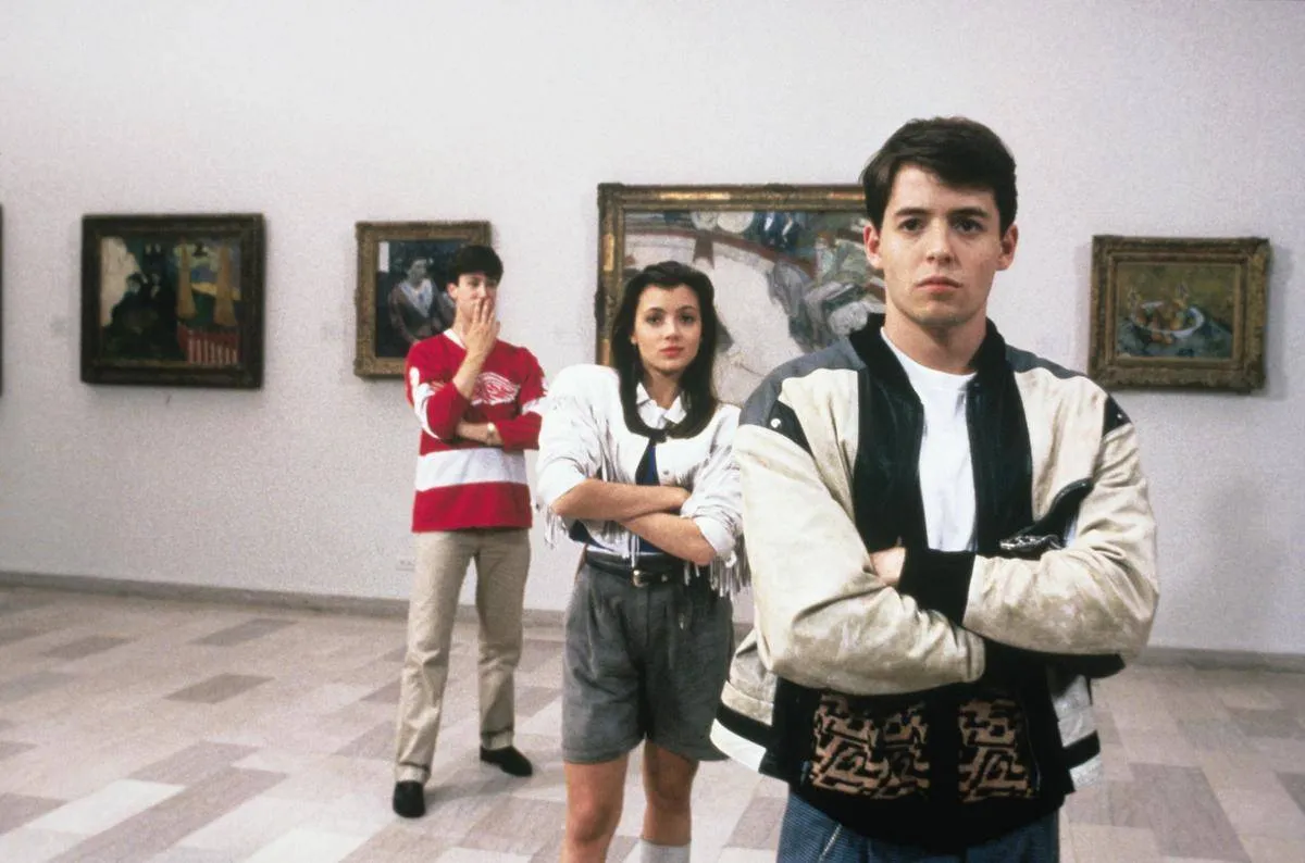 the cast of ferris bueller's day off in a museum