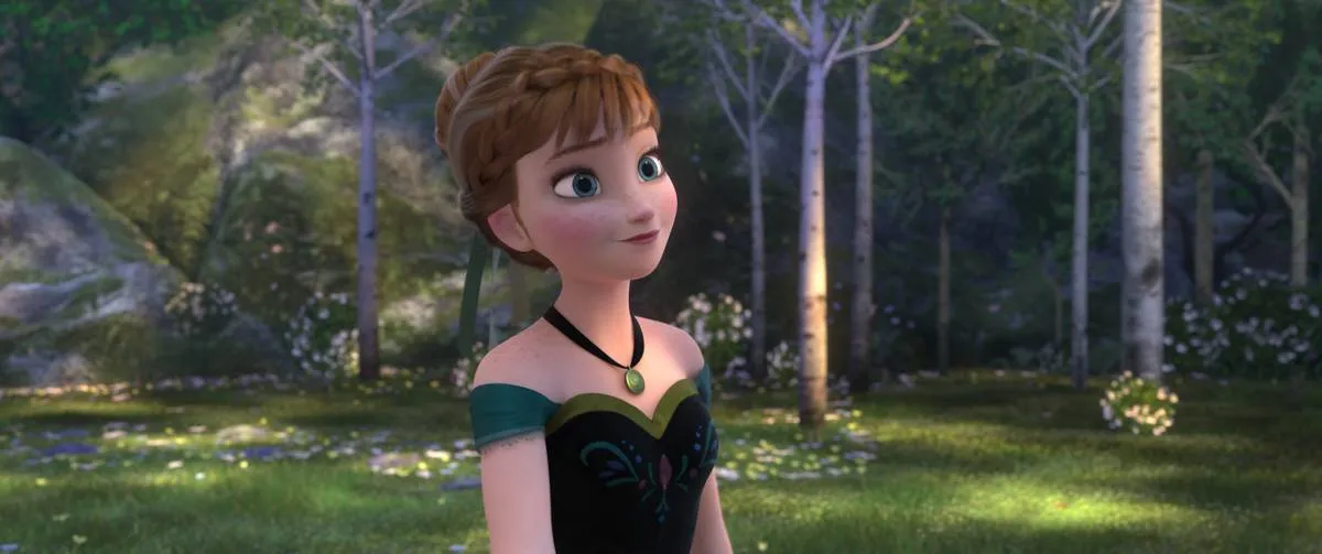 anna wearing a green dress in frozen