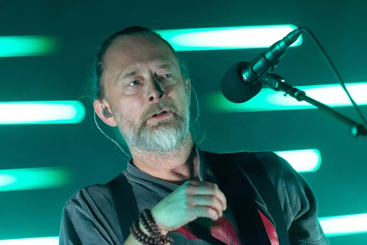 Thom Yorke of The Smile performs on stage at Usher Hall on June 01, 2022 in Edinburgh, Scotland.