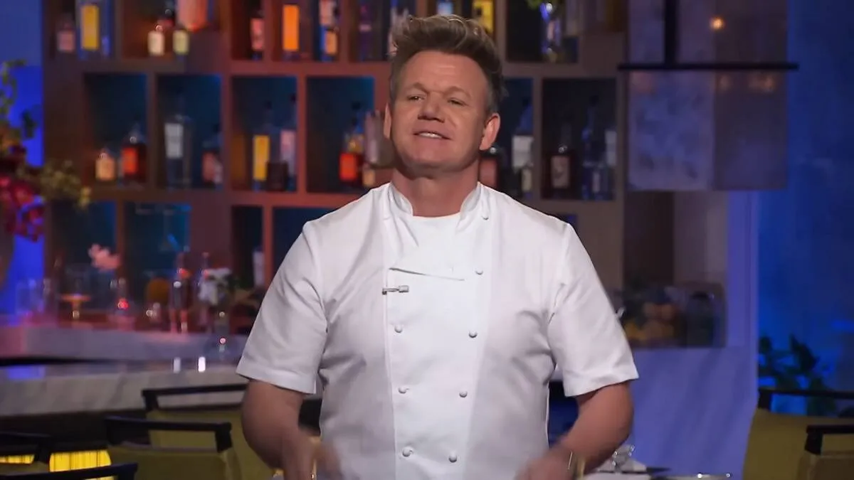Gordon Ramsay smiling in Hell's Kitchen