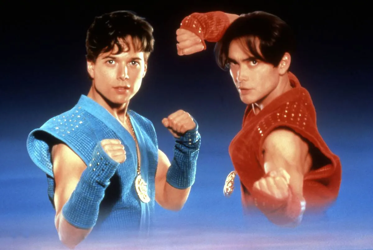 double dragon men in blue and red