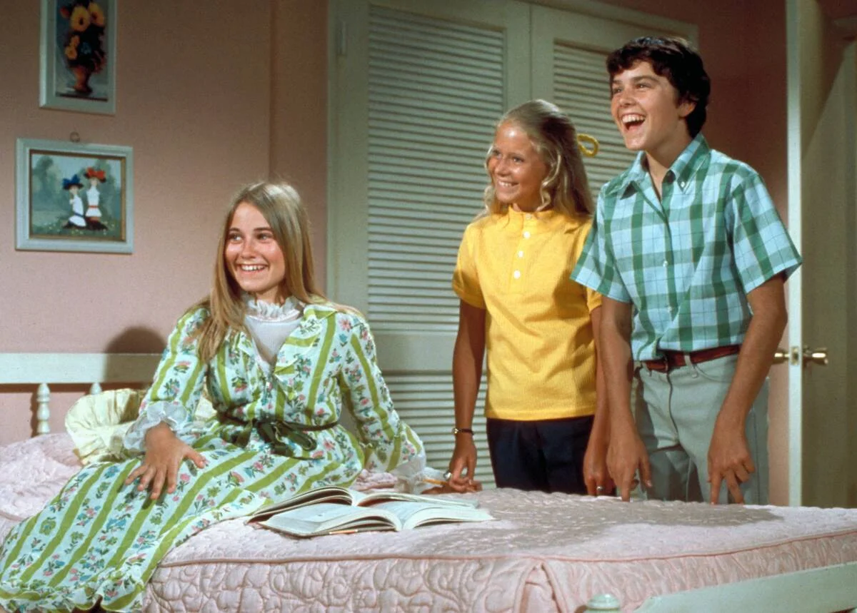 Maureen McCormick, Christopher Knight and Eve Plumb as Marica, Peter and Jan Brady in 'The Brady Bunch'
